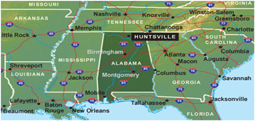 Huntville, Alabama Map 