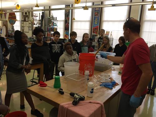 Mr. Nattres shares the water treatment process with STEM classes. 